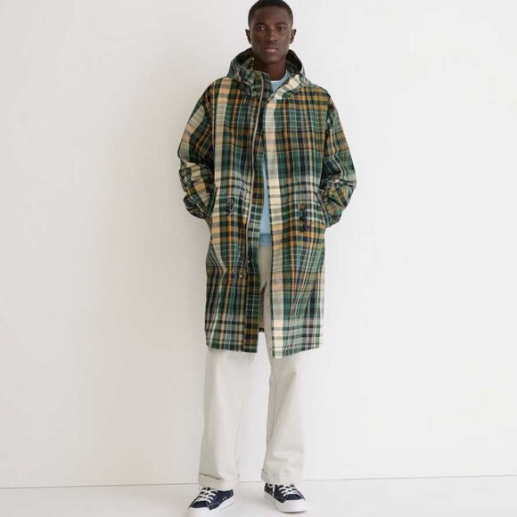 New men's XL J Crew limited edition heritage hooded parka Ellis Madras paid coat